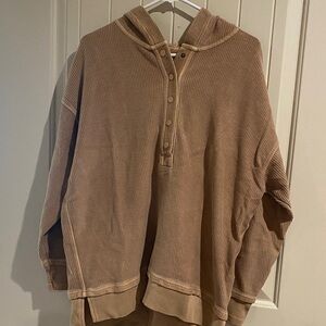 Aerie women’s Tan Hooded Shirt